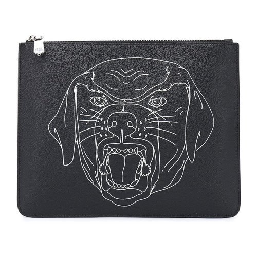 givenchy(纪梵希) 黑色皮质狗头图案手拿包