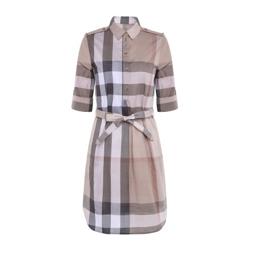 burberry/博柏利 女士格纹束腰中袖连衣裙 衬衫裙 女士连衣裙 4025287