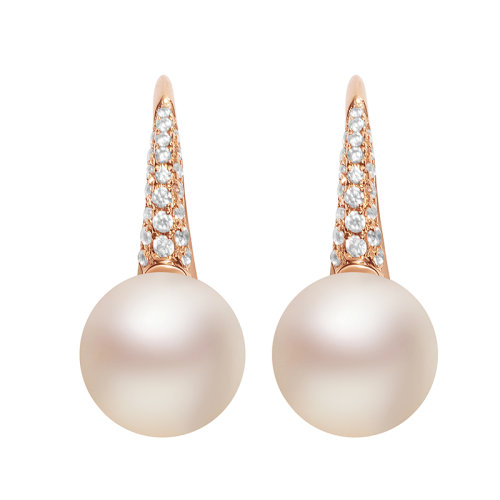 cloris/克劳瑞斯 14k金 淡水珍珠耳环 正圆 无暇 8-8.5mm 白色