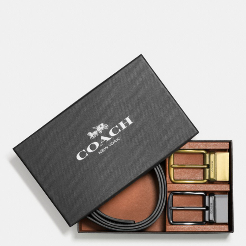 【coach蔻驰 腰带】coach/蔻驰 男士时尚 皮带礼盒套装 黑色 f55434