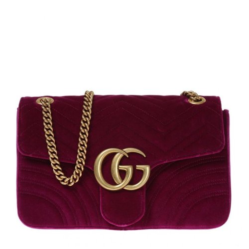 【国内现货】gucci/古驰 gg marmont系列 女士经典双g天鹅绒丝绒链条
