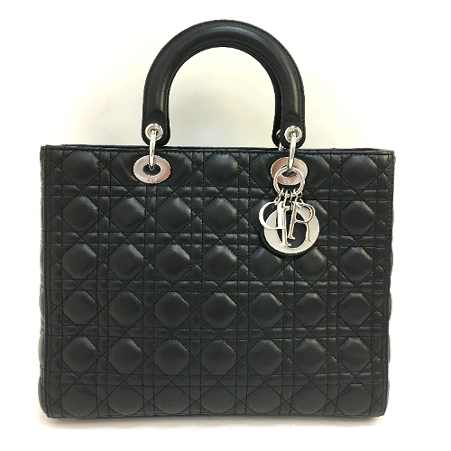 dior(迪奥) #黑色皮质七格戴妃包