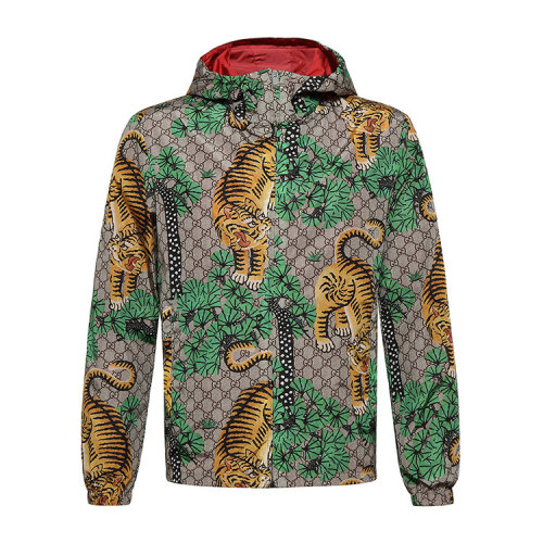 【免税】gucci/古驰 老虎印花连帽男士风衣外套# 453819 z763a 7761