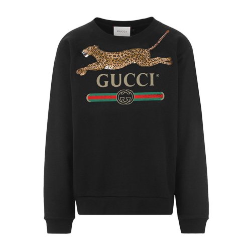 gucci/古驰 男女同款纯棉logo美洲豹印花时尚休闲运动衫长袖爆款男
