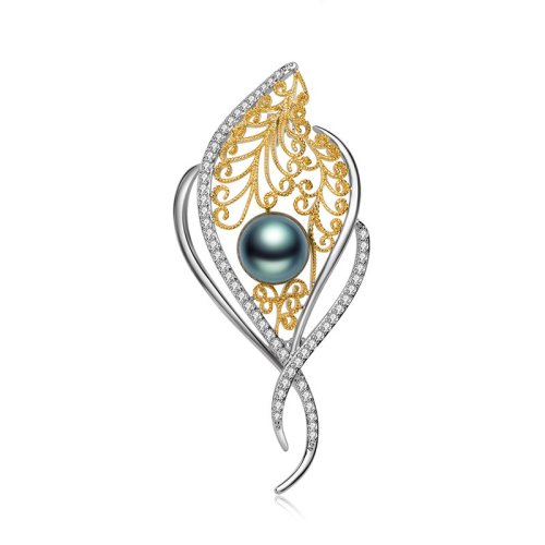 cloris/克劳瑞斯 大溪地黑珍珠 胸针 一帆风顺 8-9mm