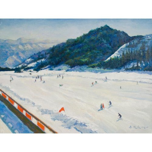 韦俊凯《冬日滑雪场》/60x50cm/油画