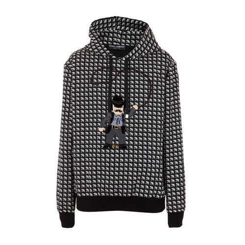 dolce&gabbana/杜嘉班纳 黑色拼接白色男士连帽卫衣 g9gr4z g7iww s