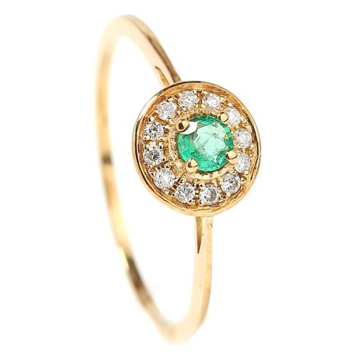 daisy fellowes/黛西法罗 祖母绿围钻戒指 18k金彩宝女戒