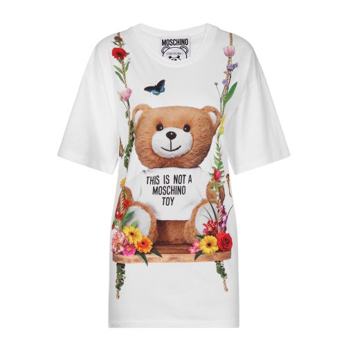 【极速发货】 18年春夏 moschino 秋千熊 白色 女士短袖t恤