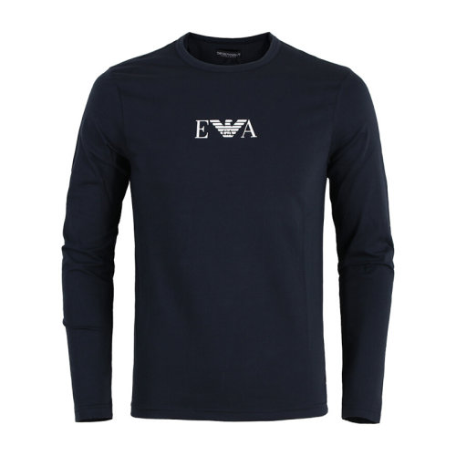 【包税】emporio armani/安普里奥阿玛尼 男士深蓝色/深灰色棉长袖t恤