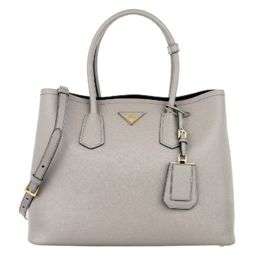 prada/普拉达 女士灰色小牛皮十字纹手提包