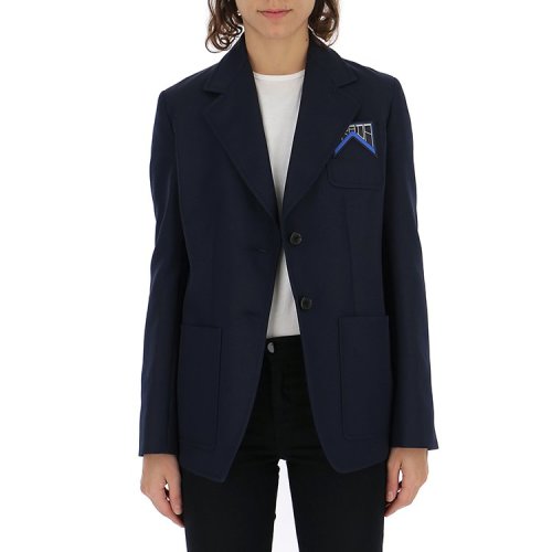 prada/普拉达 19年春夏 服装 西服 女性 ol风 修身 蓝色 女士夹克 p