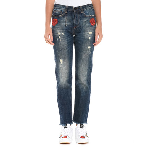 【17秋冬】 roy rogers/roy rogers 女士牛仔裤 棉 时尚 百搭 浅蓝色