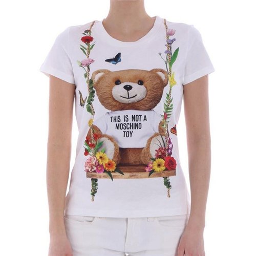 【包邮包税】 moschino 莫斯奇诺 女士白色纯棉小熊印