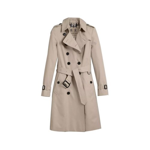 【包邮包税】burberry 巴宝莉 女士棉质双排扣中长款风衣米色 4013317