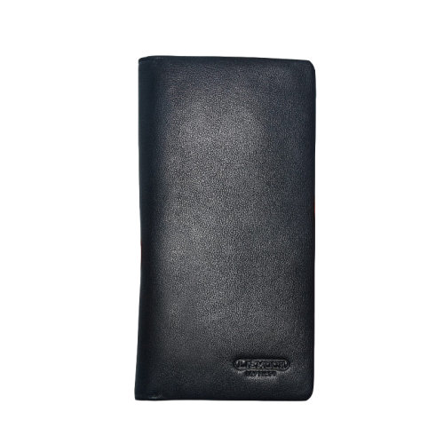 liemoch/利马赫 boss荔枝纹黑色商务头层牛皮纳帕纹男士竖长款钱包