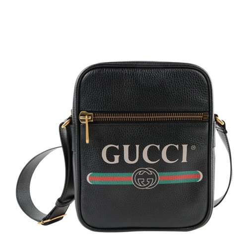 【GUCCI古驰 单肩包】GUCCI/古驰 男士黑色复古标识印花单肩包斜挎包邮差包 523591-0QRAT-8163【正品 价格 图片】 - 寺库网