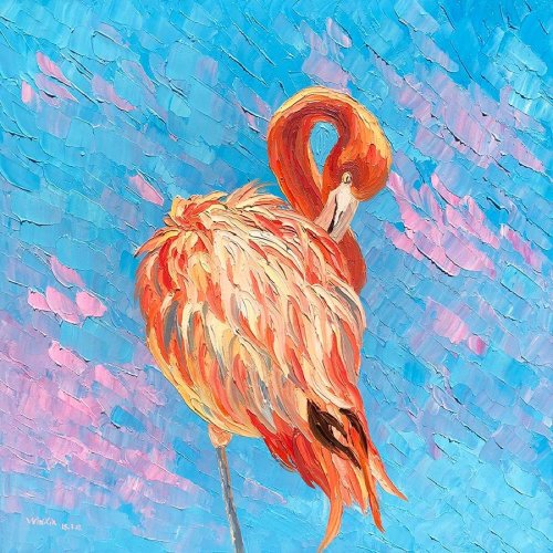 魏欣《火烈鸟-1》/50x50cm/油画