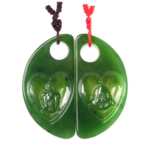 pureaura/纯粹 精选天然和田玉情侣观音佛吊坠一对 圆满 附权威鉴定