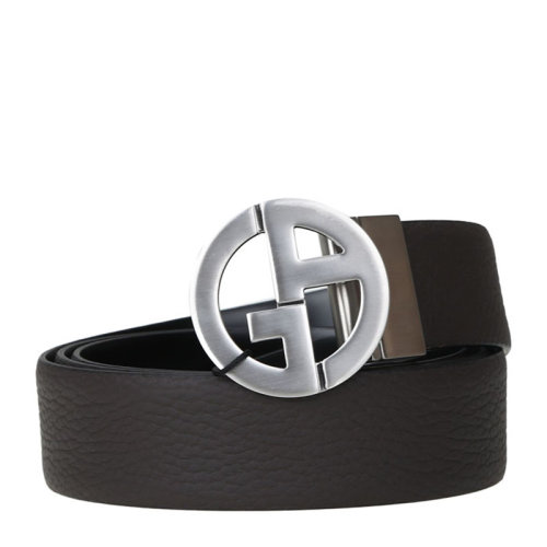 乔治阿玛尼 男士荔枝纹牛皮板扣腰带 y2s145 深咖啡/黑色【正品 价 