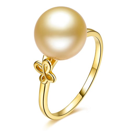 sandyrilla/仙蒂瑞拉 简约 9-10mm南洋金珍珠18k金戒指-蝶舞 黄色系