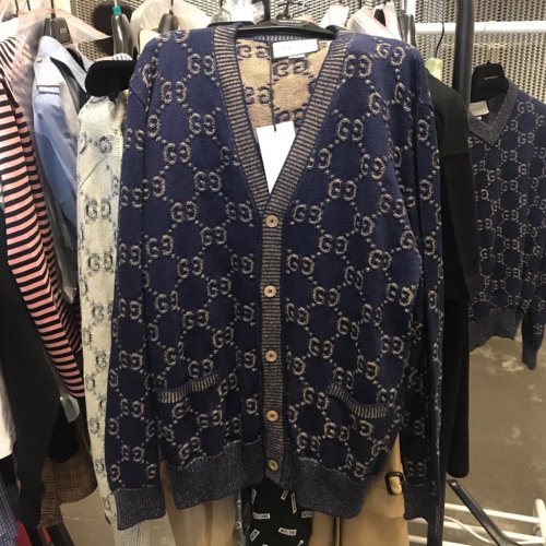 gucci双glogo针织开衫藏蓝色l码614746xkbau4079