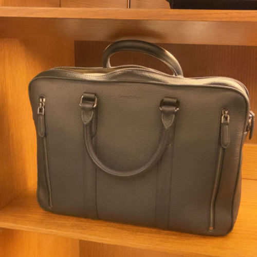 dd zegna黑色荔枝纹牛皮公文包