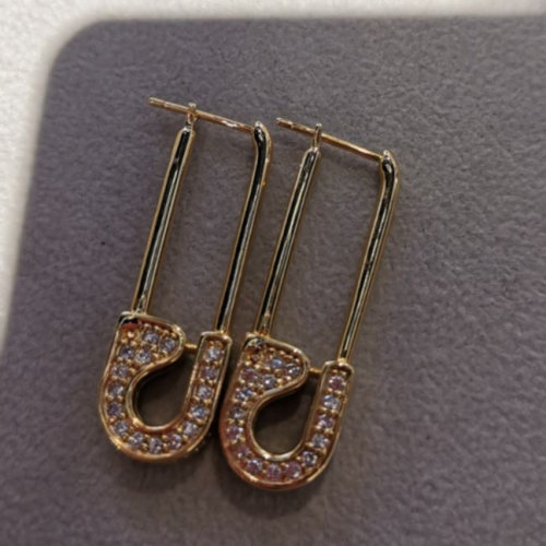 西太后经典玫瑰金曲别针带钻耳环623030036