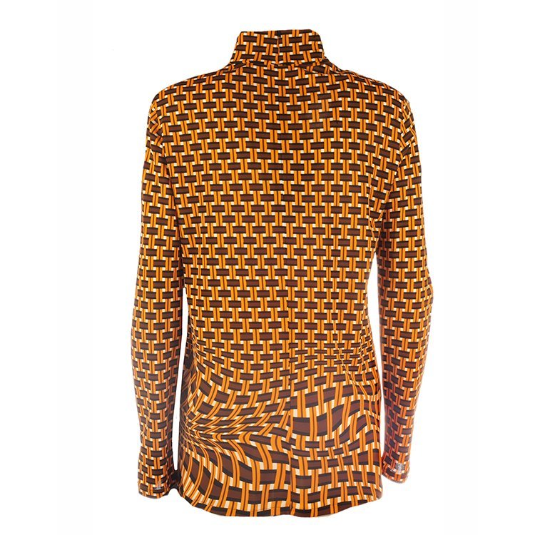 prada/普拉达 19年春夏 高领 女性 打底衫 花纹 黄色 女士针织衫/毛衣