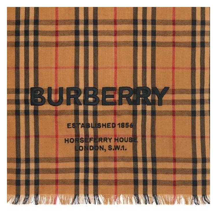 BURBERRY/博柏利 20年秋冬 围脖 女性 格纹 英伦 驼色 围巾 80091590