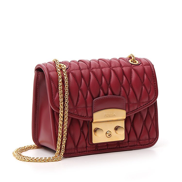 furla/芙拉 19年春夏 链条 菱格纹 女包 女性 小方包 红色 斜挎包