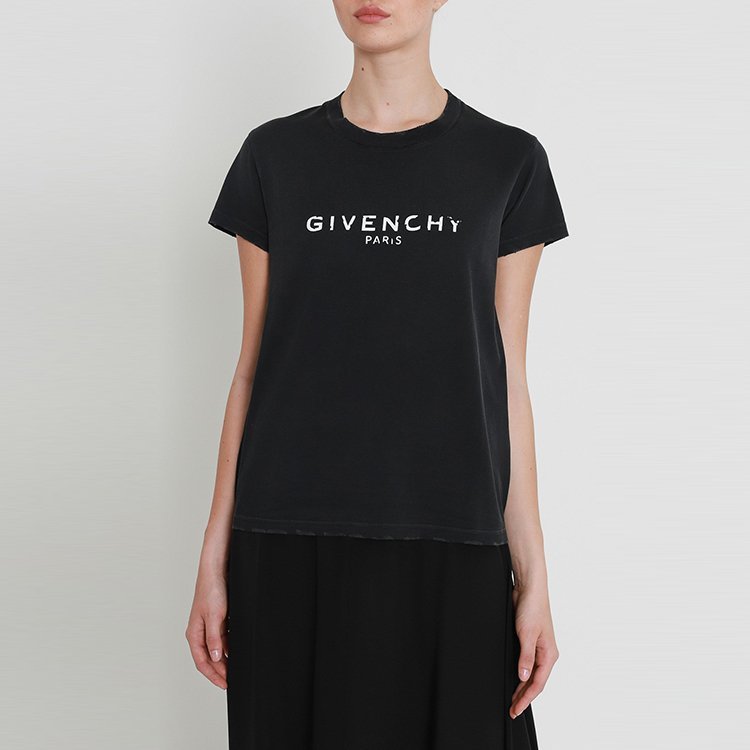 givenchy/纪梵希 18年秋冬 女性 字母 简约 黑色 女士短袖t恤 bw704x3