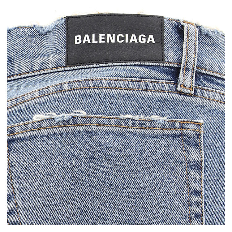 巴黎世家/balenciaga 19年春夏 高腰 女性 阔腿裤 流苏 蓝色 女士牛仔