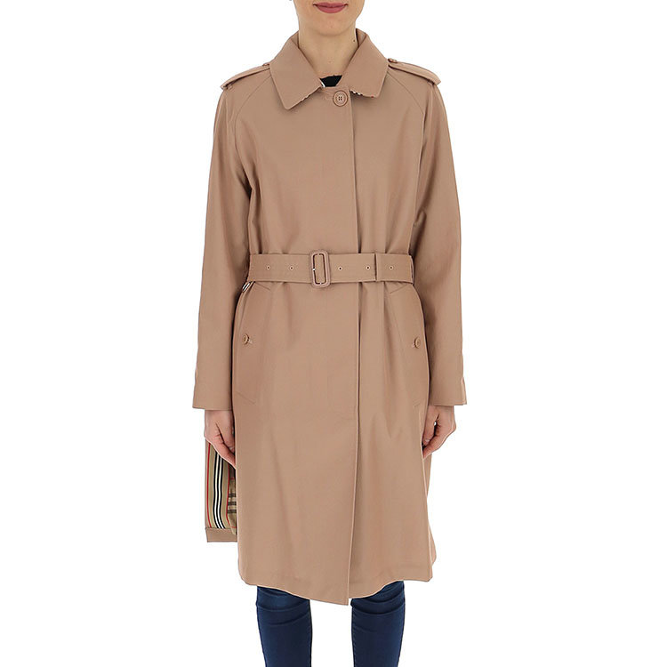 burberry/博柏利 19年春夏 腰带 女性 中长款 英伦 卡其色 女士风衣