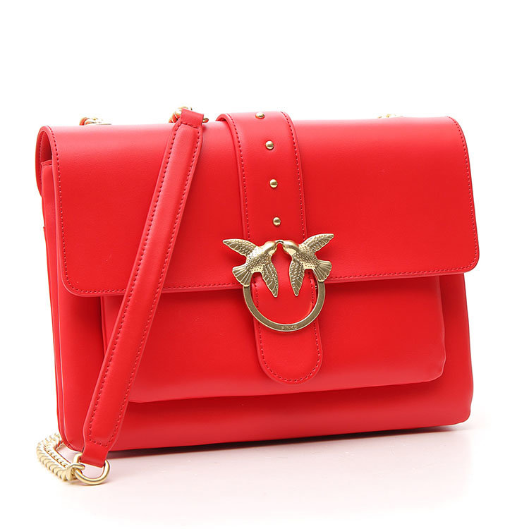 pinko/品高 19年春夏 单肩包 女性 小方包 燕子包 红色 斜挎包 1p21b1