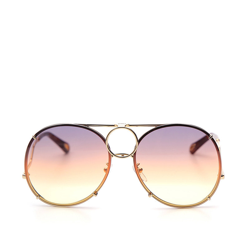 chloe/克洛伊 19年春夏 墨镜 女性 椭圆框 渐变色 金色 太阳镜 ce145s