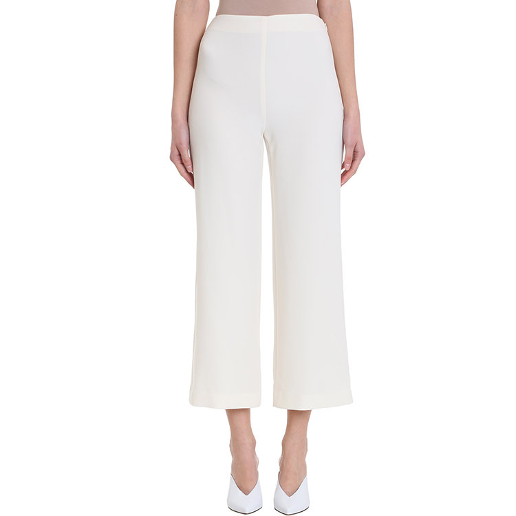 theory/theory 19年春夏 高腰 女性 阔腿裤 西裤 白色 女士休闲裤 j