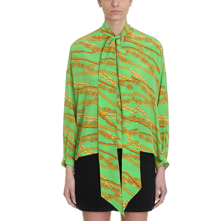 balenciaga/巴黎世家 19年春夏 绑带 女性 花纹 复古 女士长袖衬衫