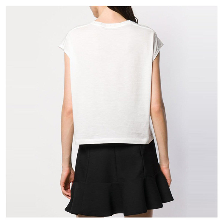celine赛琳19年秋冬服装圆领女性蝙蝠袖修身白色女士短袖t恤2x252364
