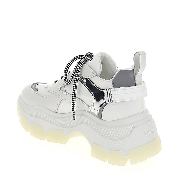 prada(普拉达) 白色织物配皮女士休闲运动鞋老爹鞋 欧码38