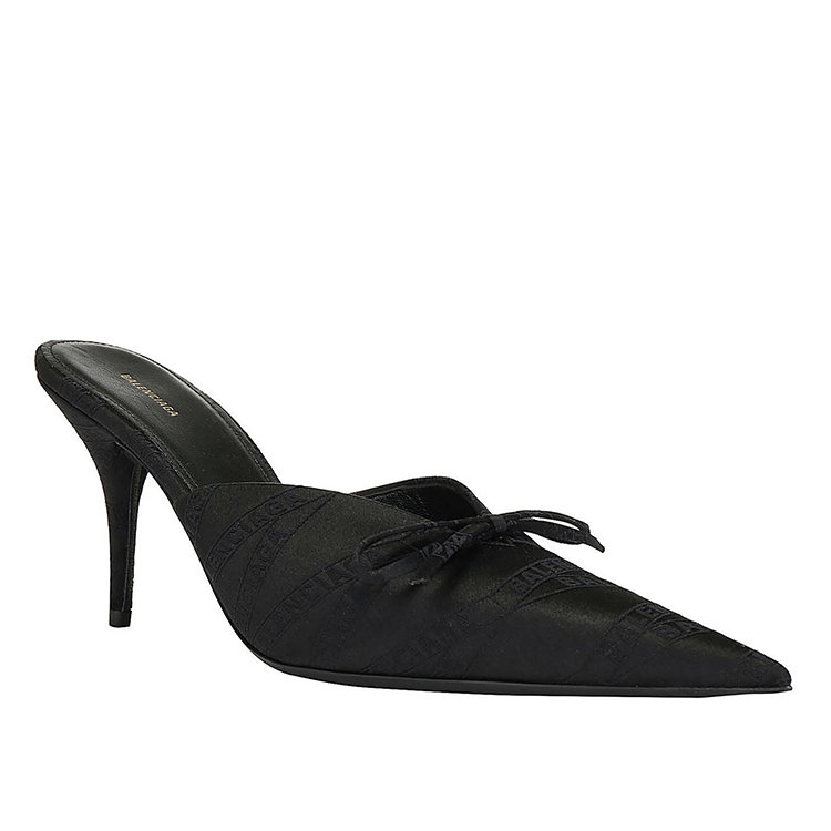 balenciaga/巴黎世家 19年秋冬 穆勒鞋 女性 尖头 细跟 黑色 高跟凉鞋