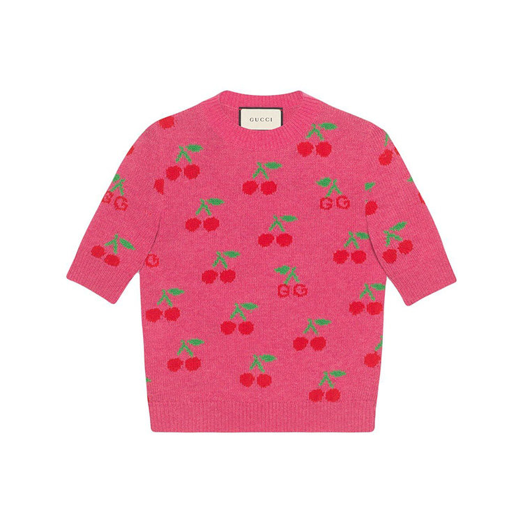 gucci/古驰 19年秋冬 套头 女性 樱桃 短袖 女士针织衫/毛衣 583466x