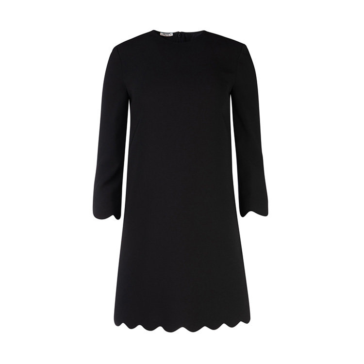 miu miu/缪缪 19年秋冬 花边 女性 圆领 淑女风 黑色 女士连衣裙 mf3