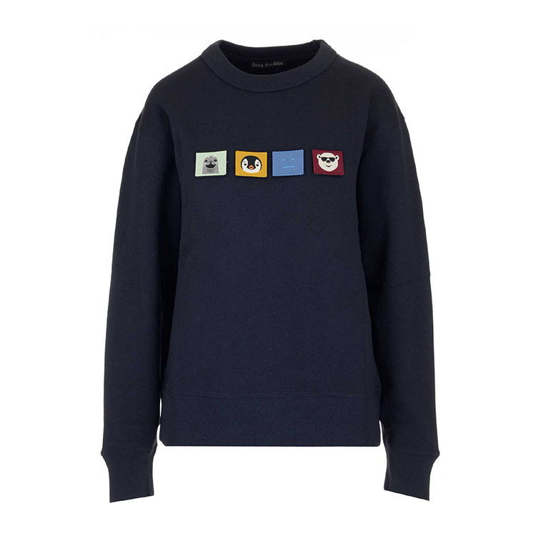 19年秋冬 套头 女性 印花 宽松 蓝色 女卫衣 ci0020 navy blue