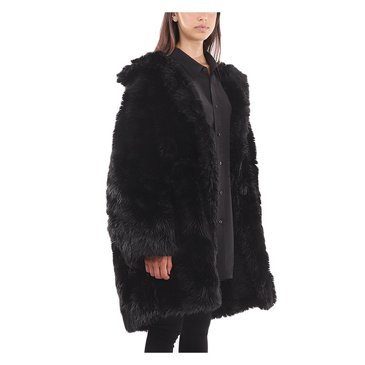 balenciaga/巴黎世家 19年秋冬 皮草 女性 中长款 宽松 黑色 女士夹克