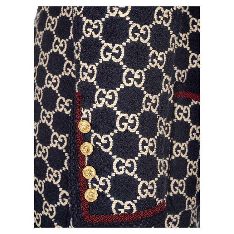 gucci/古驰 20年春夏 外套 女性 双排扣 格子 蓝色 女士大衣 577448