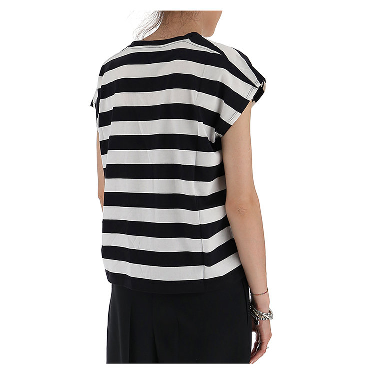 celine/赛琳 19年春夏 圆领 女性 蝙蝠袖 条纹 黑/白 女士短袖t恤 2x