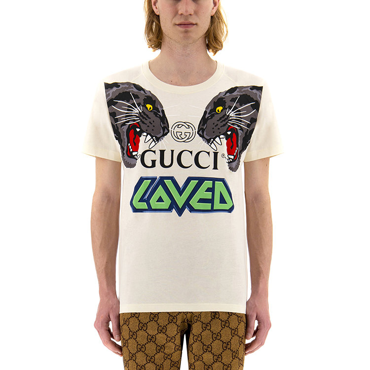 gucci/古驰 20年春夏 圆领 男性 虎头 logo 男士短袖t恤 154909_xjan0