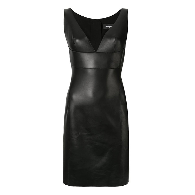 com                            女性(皮质)女士连衣裙,皮裙,v领