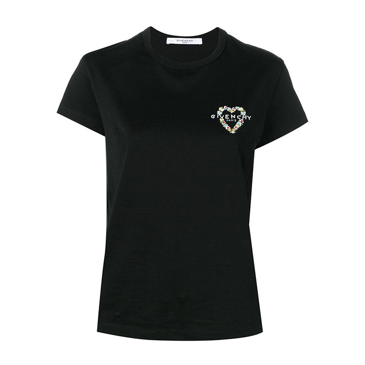 givenchy/纪梵希 19年春夏 圆领 女性 胸标 黑色 女士短袖t恤 bw705z3